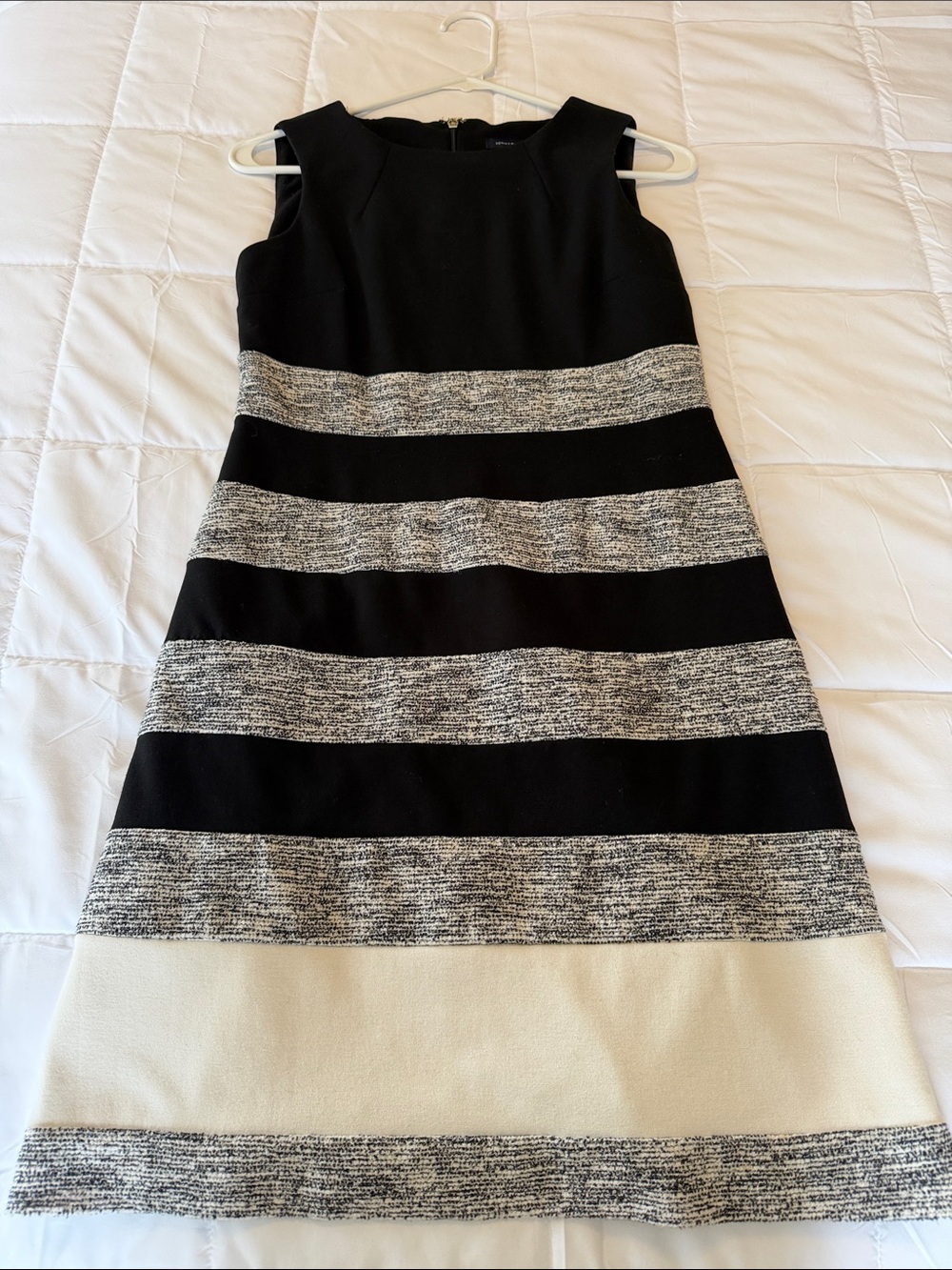 Tommy Hilfiger Sleeveless Striped Mini Dress in Black and Cream